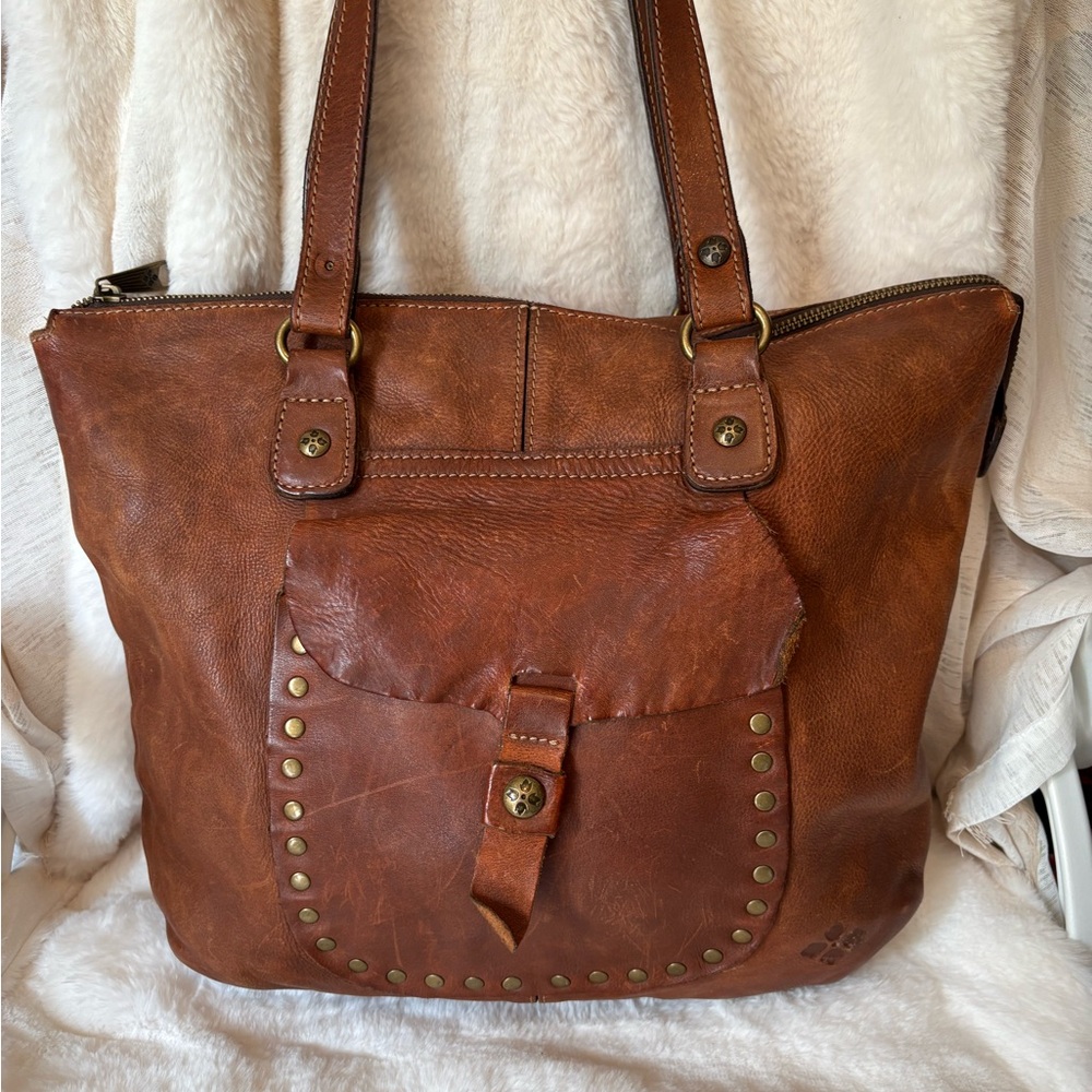 Patricia Nash Brown Leather Tote with Rustic Charm